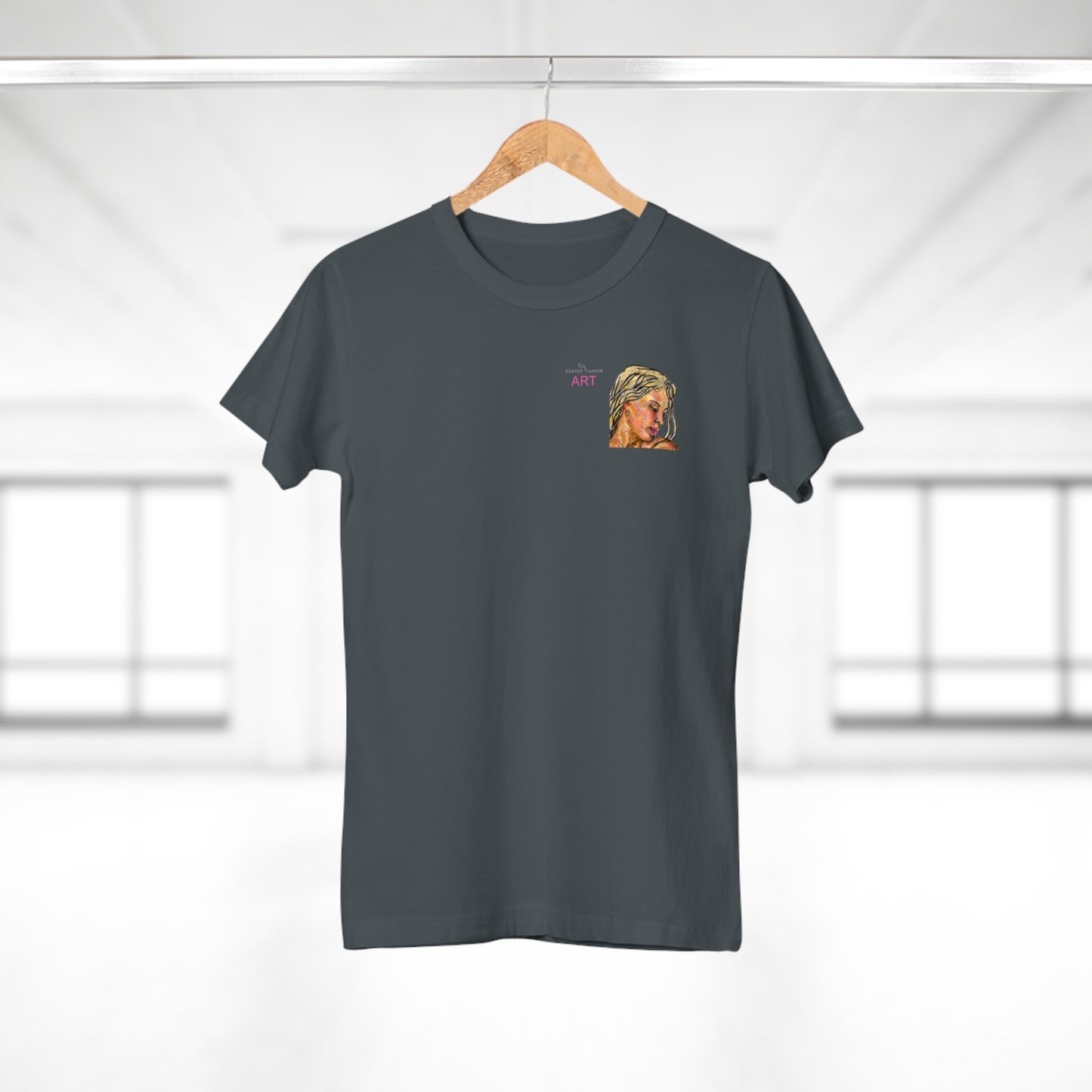 Single Jersey Women's T-shirt- dunkel - Motiv: Erna, Ausschnitt, H 8 cm