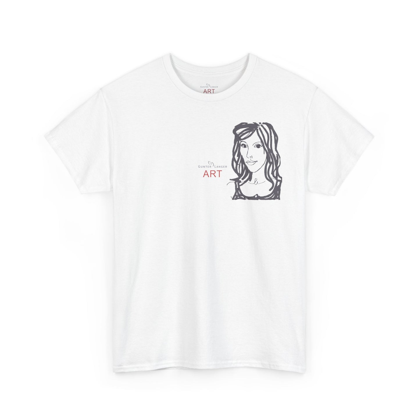 Unisex Heavy Cotton Tee - Motiv:  Front Esther ( grau, klein) & Rückseite Esther (grau), Neck Label