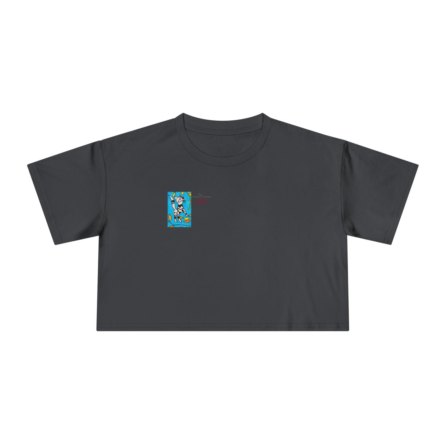 Women's Crop Tee - Motiv: Front Katze steht, H 5,2 cm