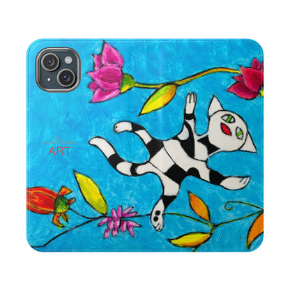 Flip Cases - Motiv: Gescheckte Katze schwebt