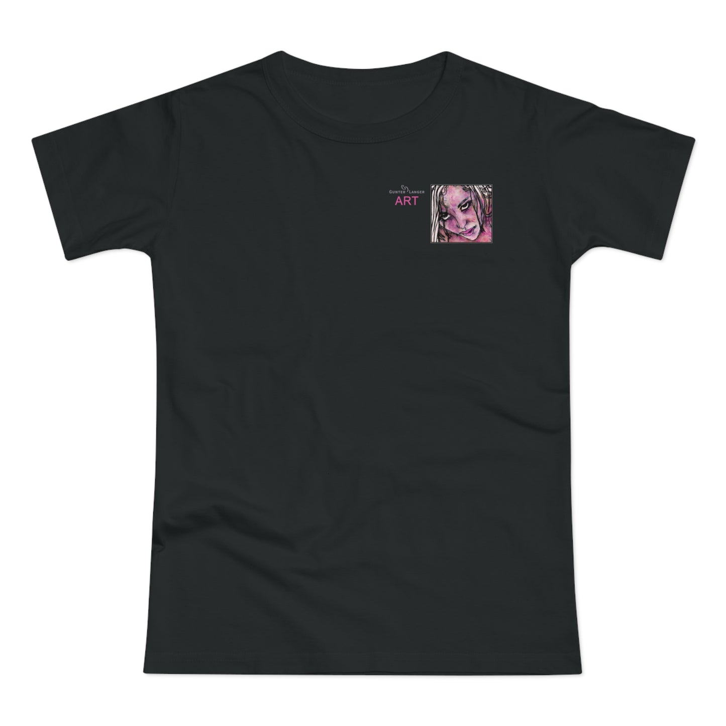 Single Jersey Women's T-shirt- dunkel - Motiv: Stella, Ausschnitt, H 6,3 cm