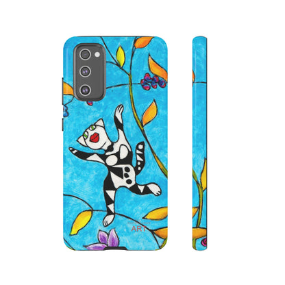 Tough Cases - Google Pixel - Samsung Galaxy - Motiv: Karierte Katze hüpft