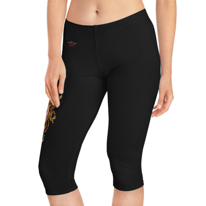 Women's Capri Leggings (AOP) -  Motiv: Antonietta, schwarz, 1