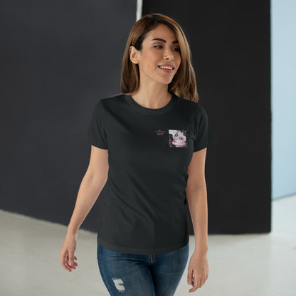 Single Jersey Women's T-shirt- dunkel - Motiv: Annette, Ausschnitt, H 7,5 cm