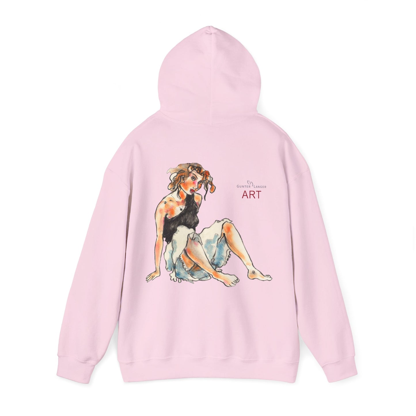 Unisex Heavy Blend™ Hooded Sweatshirt - Motiv Frontseite "Rosa", H 28 cm & Rückseite "Rosa", H 34 cm