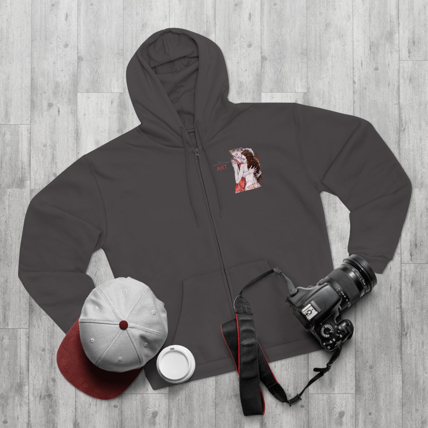 Unisex Hooded Zip Sweatshirt - Motiv: Front Bei dir, H 11 cm & Rückseite Bei dir, H 49 cm