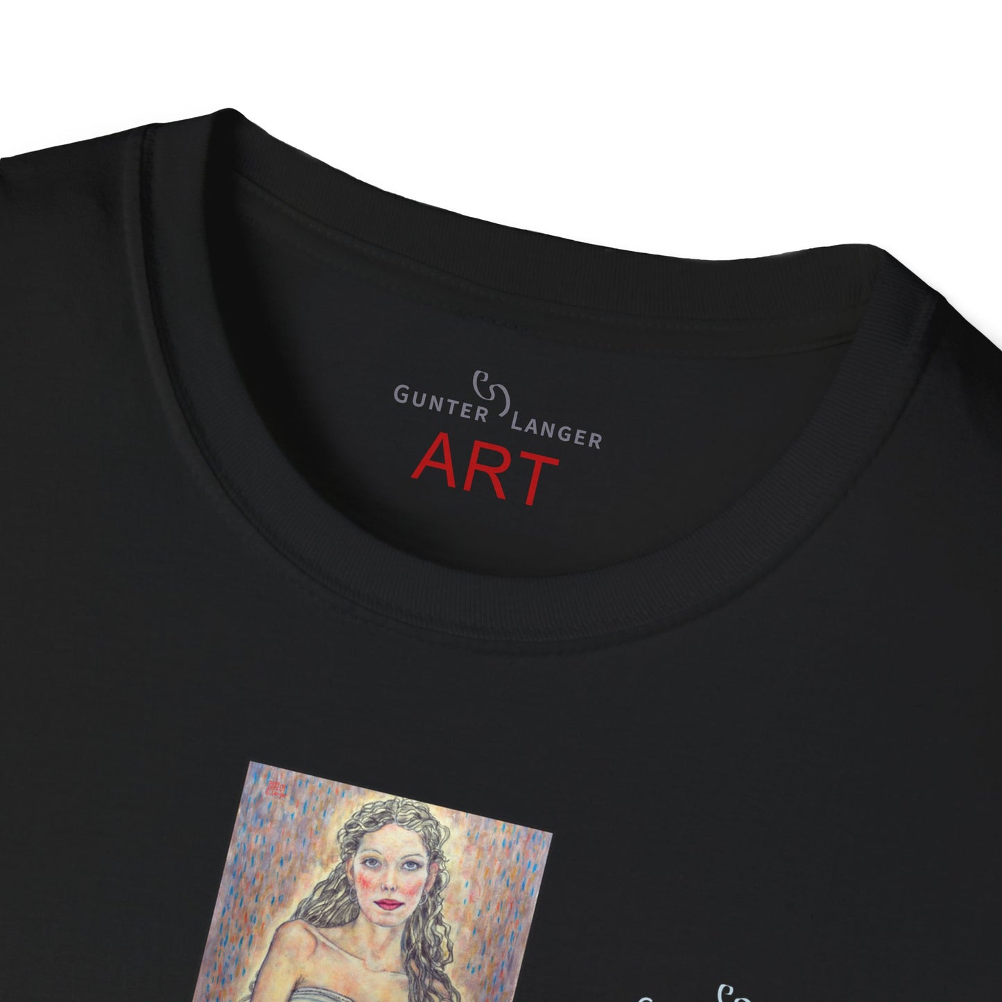 Unisex Softstyle T-Shirt - Motiv: Front Marie, H25 cm & Rückseite Marie, H 49 cm, Neck Label