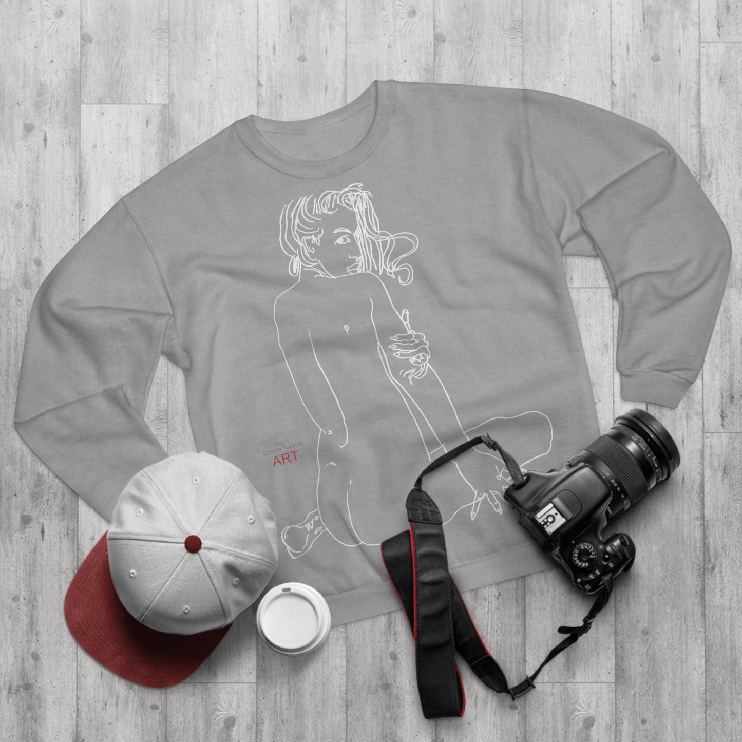 Unisex Crew Neck Sweatshirt (EU) - Motiv: Front Emilia & Rückseite Emilia, (Weiß) H 48 cm