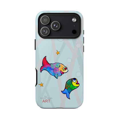 Tough Cases - iPhone - Motiv: "Fische", Mikado blau