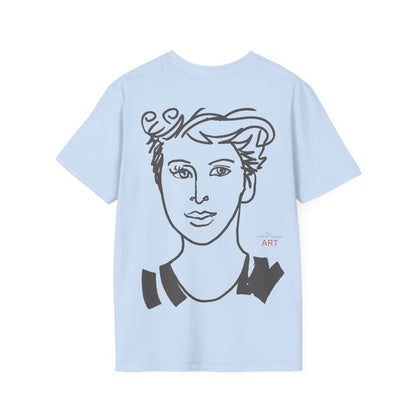 Unisex Softstyle T-Shirt - Motiv: Front Lars, H22,7 cm (Ausschnitt) & Rückseite Lars, H 49 cm (grau)