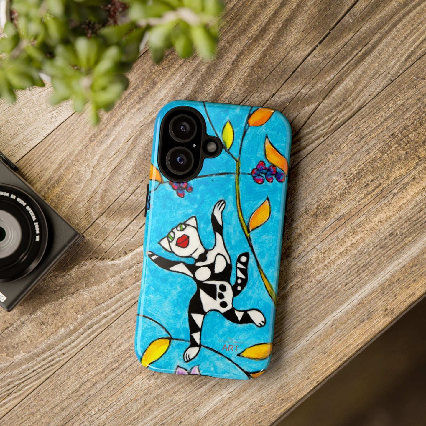 Tough Cases - iPhone - Motiv: Karierte Katze hüpft