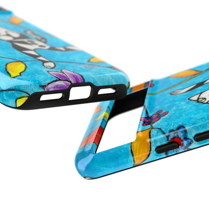 Tough Cases - Google Pixel - Samsung Galaxy - Motiv: Karierte Katze hüpft