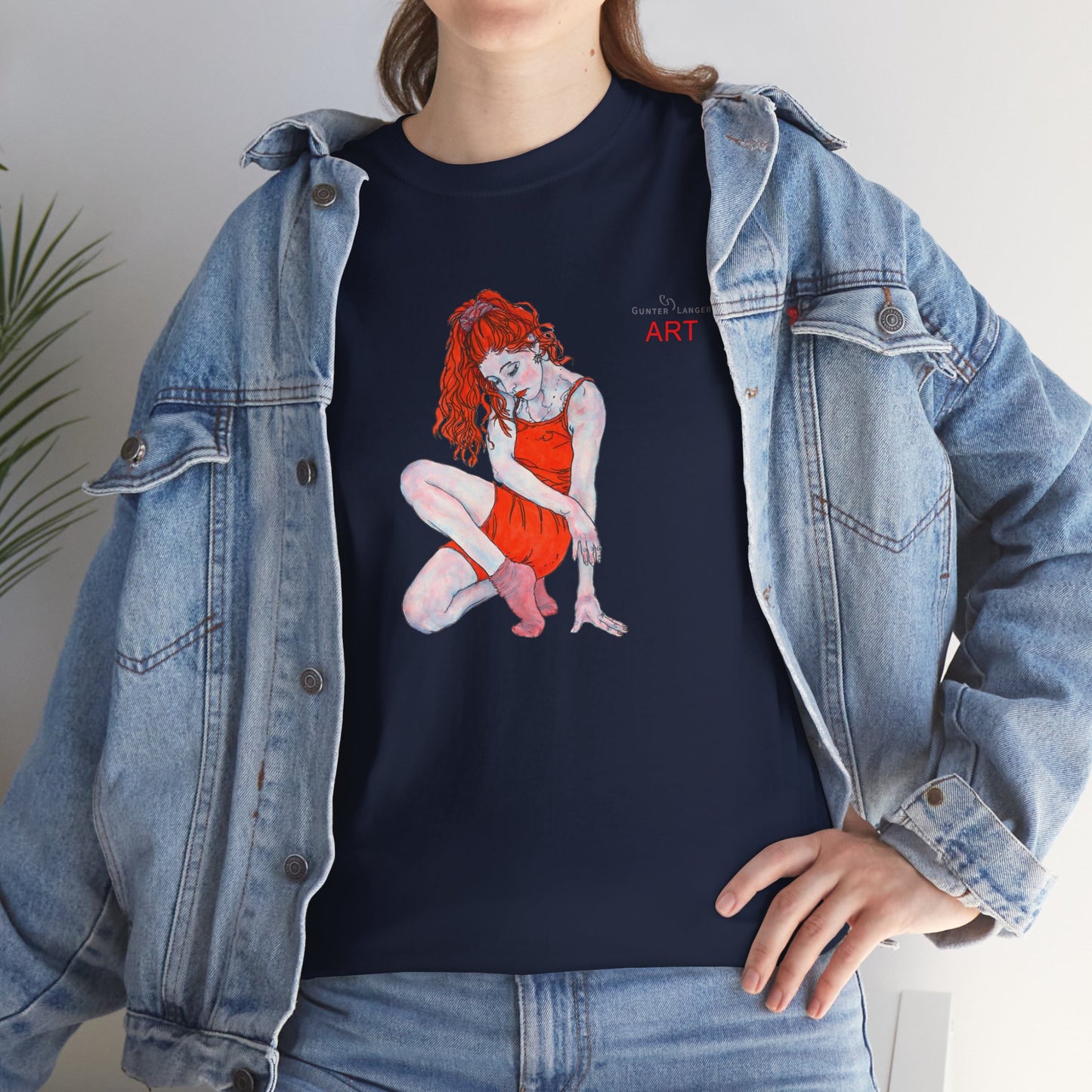 Unisex Heavy Cotton Tee - Motiv:  Front Julia, H25 cm & Rückseite Julia, H 49 cm