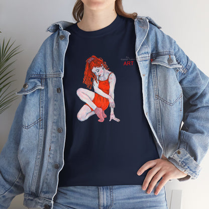 Unisex Heavy Cotton Tee - Motiv:  Front Julia, H25 cm & Rückseite Julia, H 49 cm