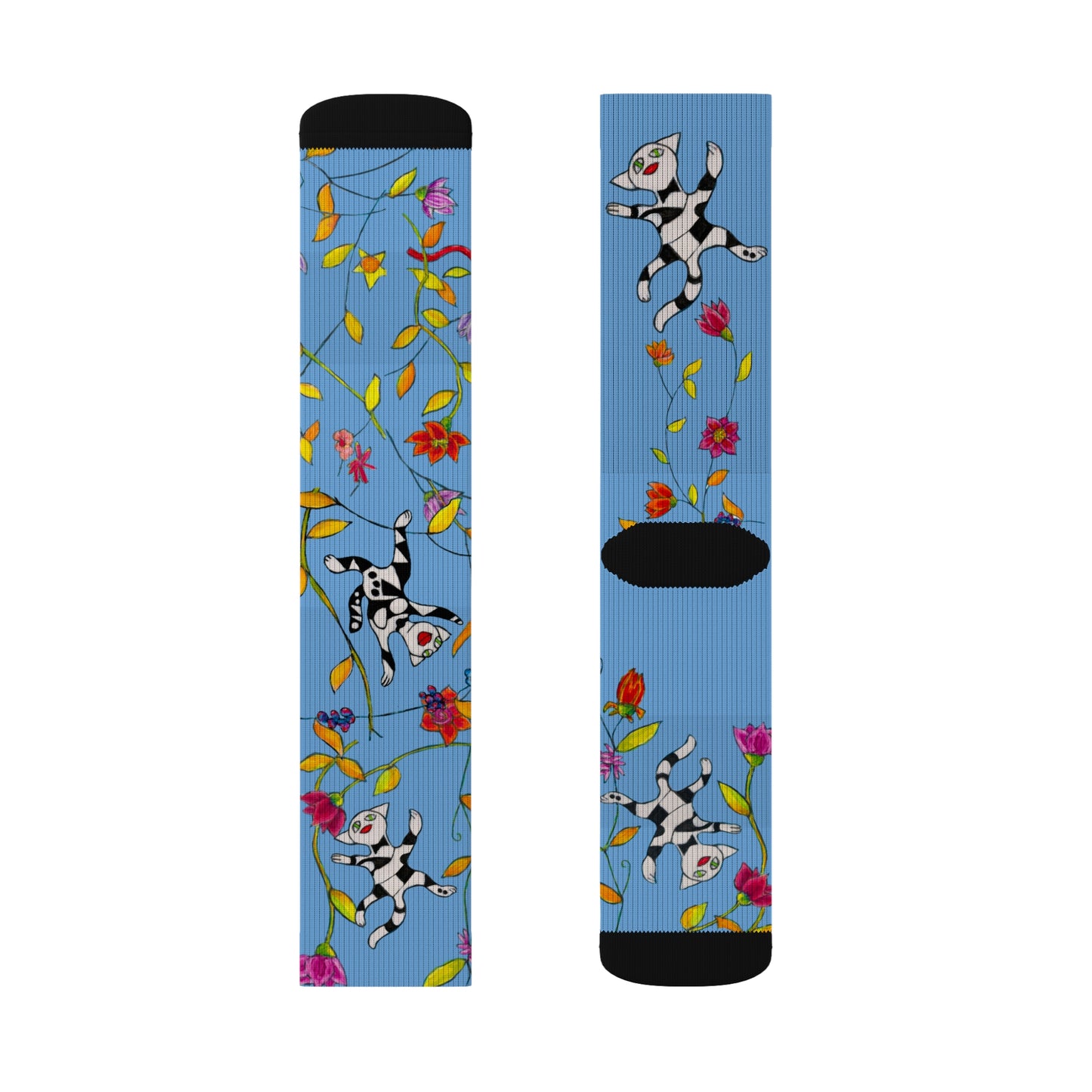 Sublimation Socks - Motiv: Katzen und Ranken