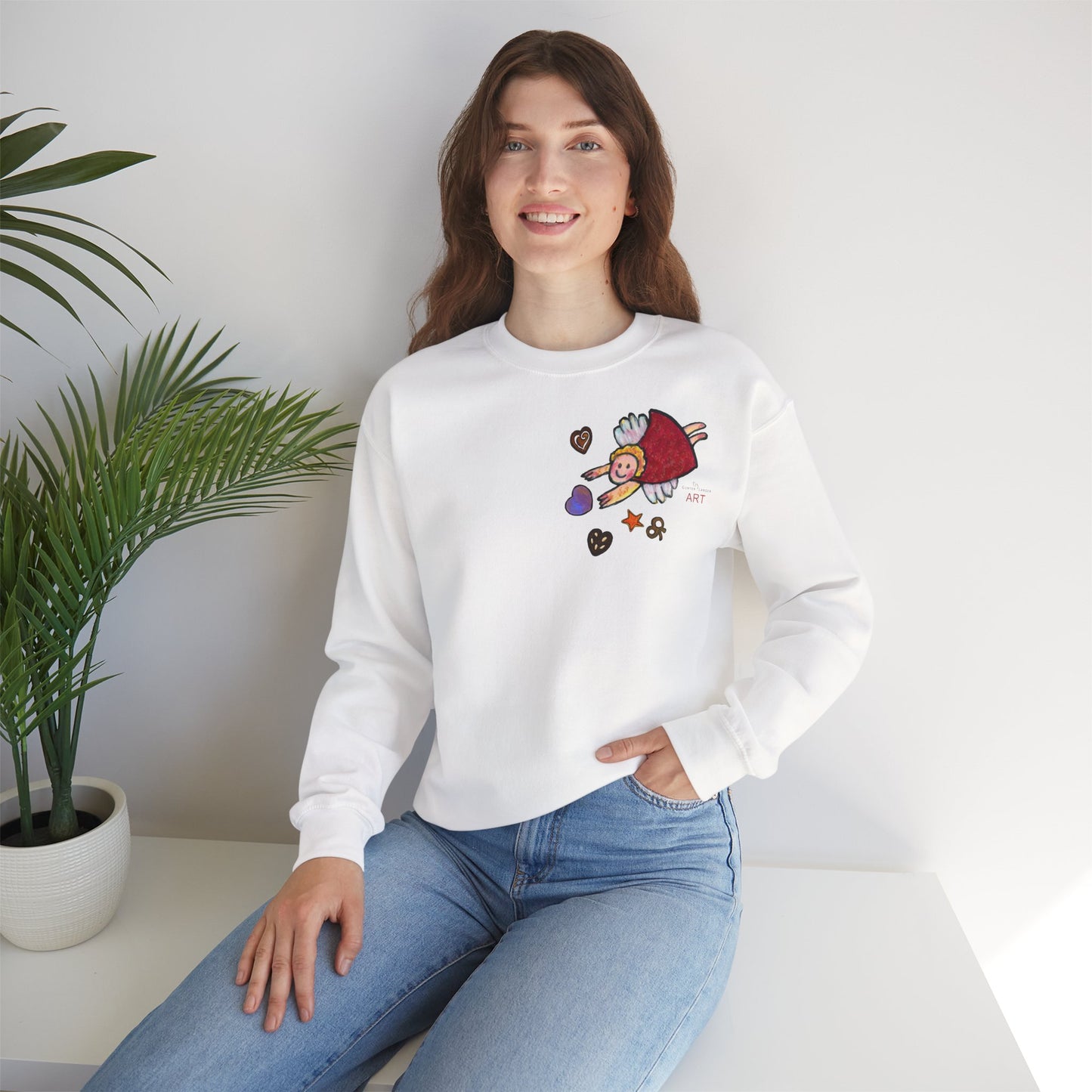 Unisex Heavy Blend™ Crewneck Sweatshirt - Motiv: Front Engel 3, H 11 cm