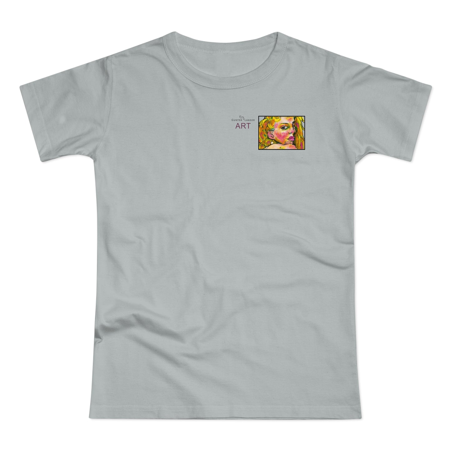 Single Jersey Women's T-shirt - hell - Motiv: Romina, Ausschnitt, H 6 cm