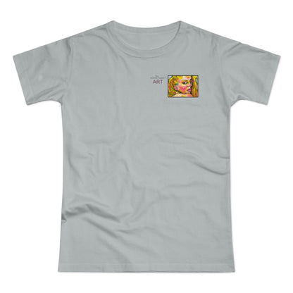 Single Jersey Women's T-shirt - hell - Motiv: Romina, Ausschnitt, H 6 cm