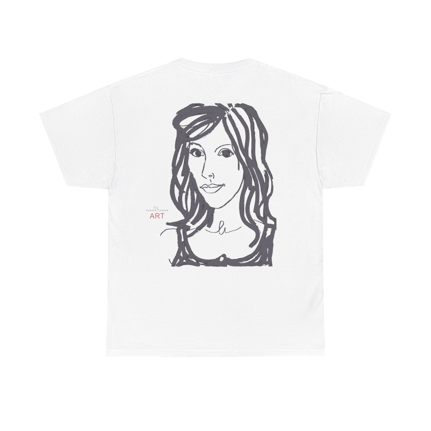 Unisex Heavy Cotton Tee - Motiv:  Front Esther ( grau, klein) & Rückseite Esther (grau), Neck Label