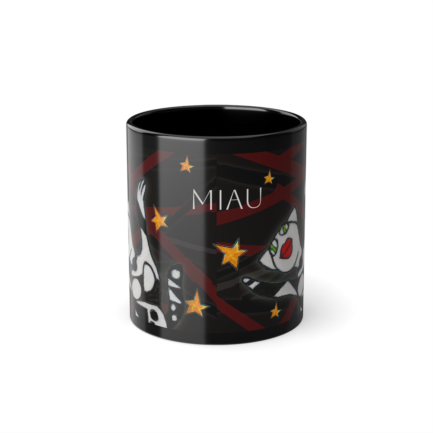 Black Coffee Cup, 11oz - Motiv: Miau 1S & Mikado Schwarz 2