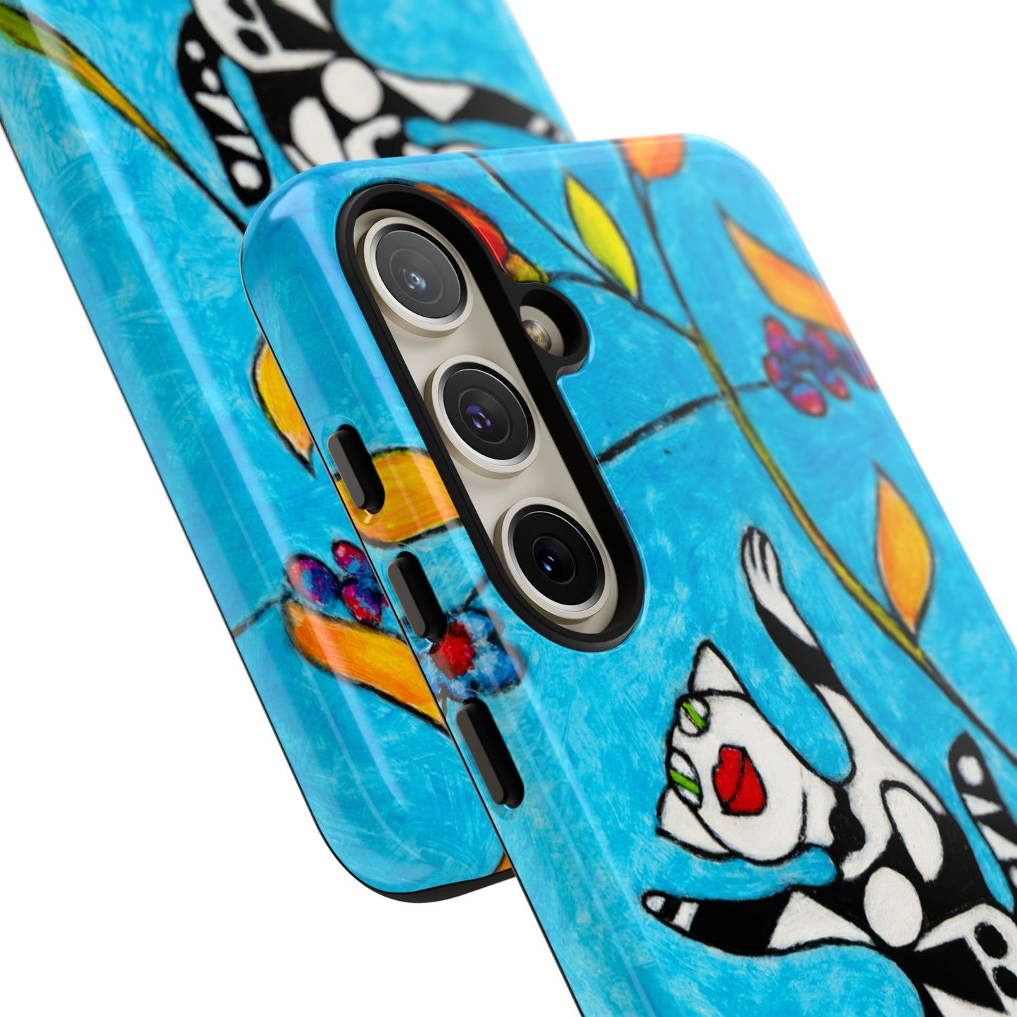 Tough Cases - Google Pixel - Samsung Galaxy - Motiv: Karierte Katze hüpft