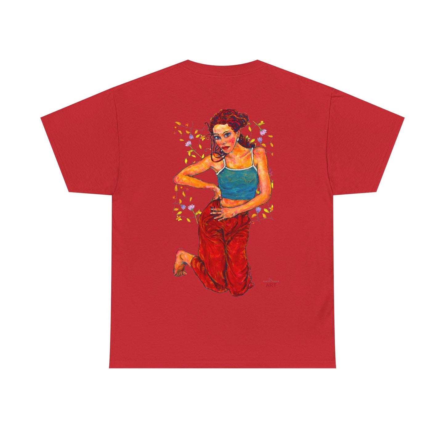 Unisex Heavy Cotton Tee - Motiv: Front, Lea, Ranken, H 13cm & Rückseite, Lea, Ranken, H 40,45 cm, Neck Label