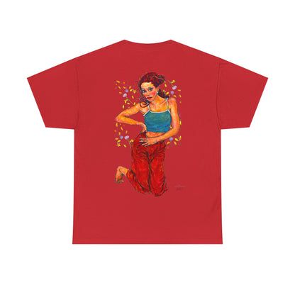 Unisex Heavy Cotton Tee - Motiv: Front, Lea, Ranken, H 13cm & Rückseite, Lea, Ranken, H 40,45 cm, Neck Label