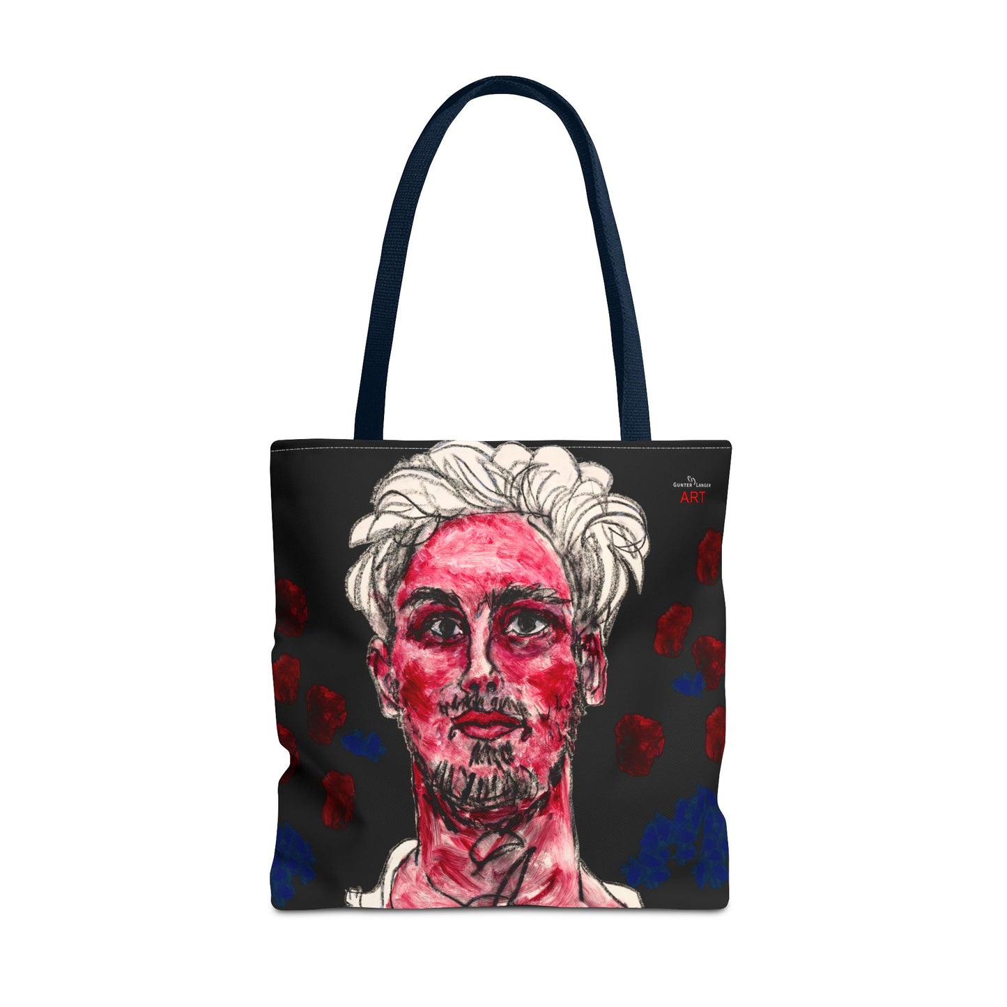 Tote Bag (AOP) - Motiv: Florian rote und blaue Punkte auf schwarz