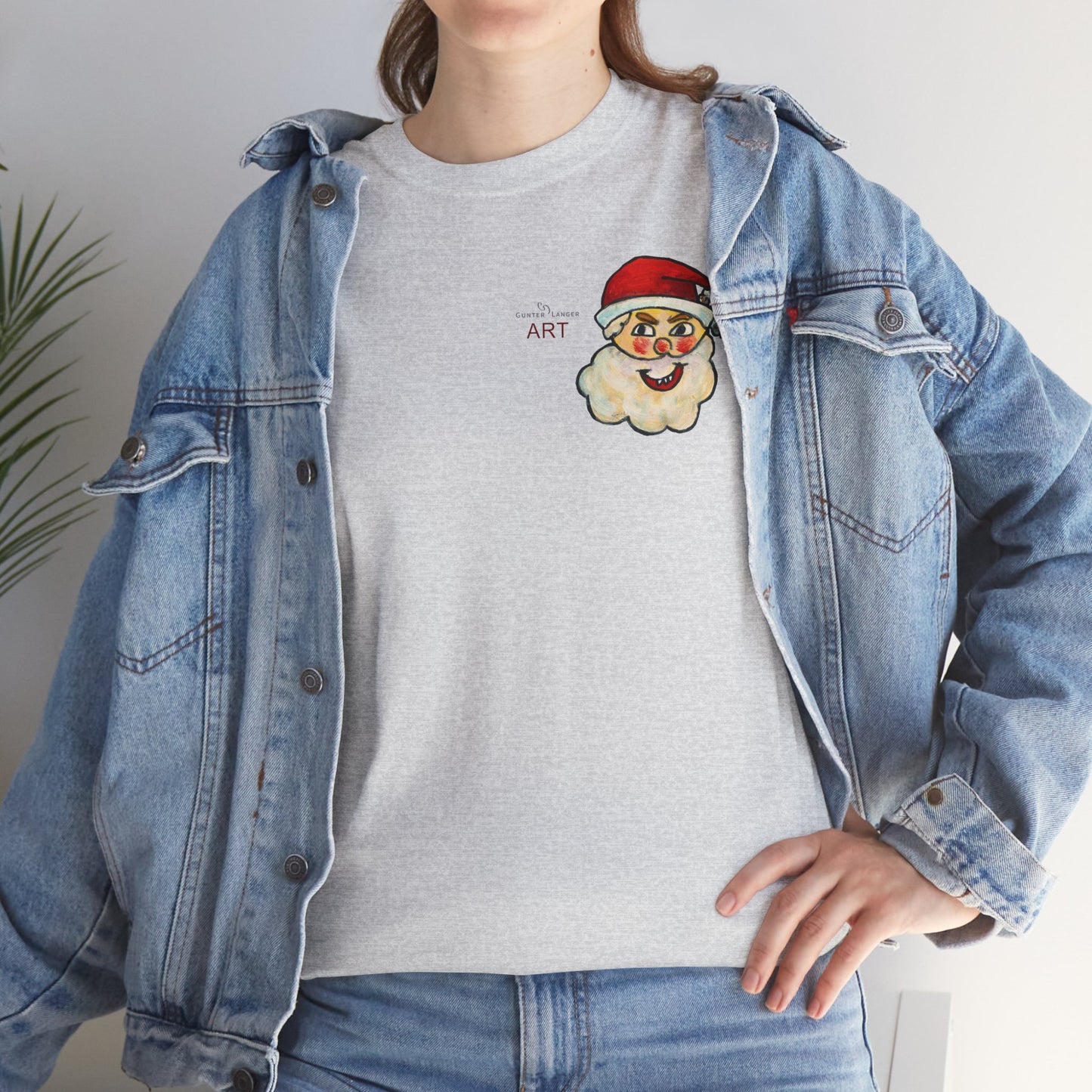 Unisex Heavy Cotton Tee - Motiv: Weihnachtsmann, H 13 cm