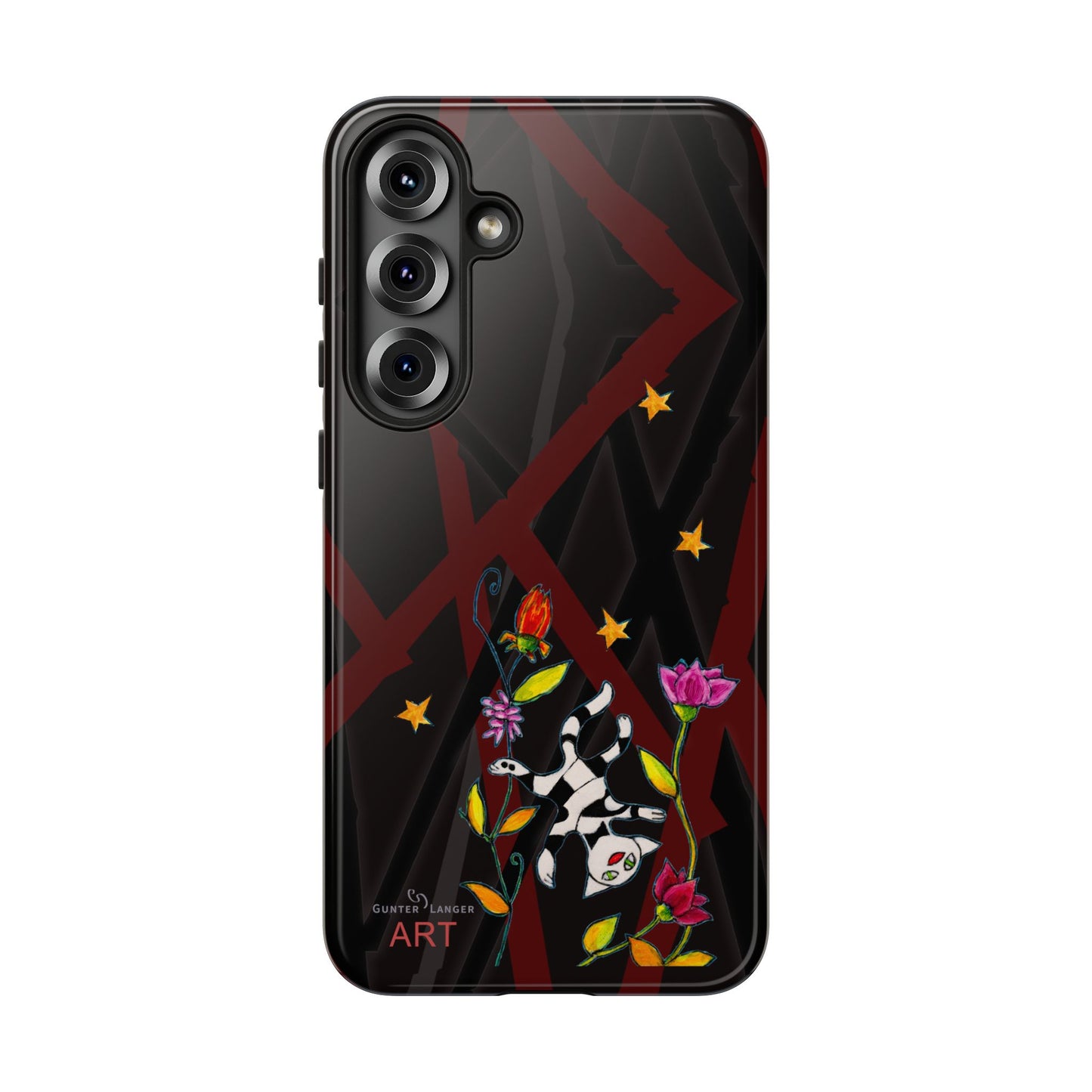 Tough Cases - Google Pixel - Samsung Galaxy - Motiv: Katze schwebt und Ranken, H 7,73 cm, Mikado3