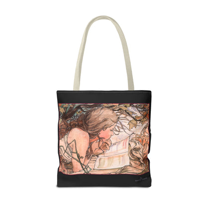 Tote Bag (AOP) - Jugendstil - Motiv: Front Antonia & Rückseite Antonia, Schwarz