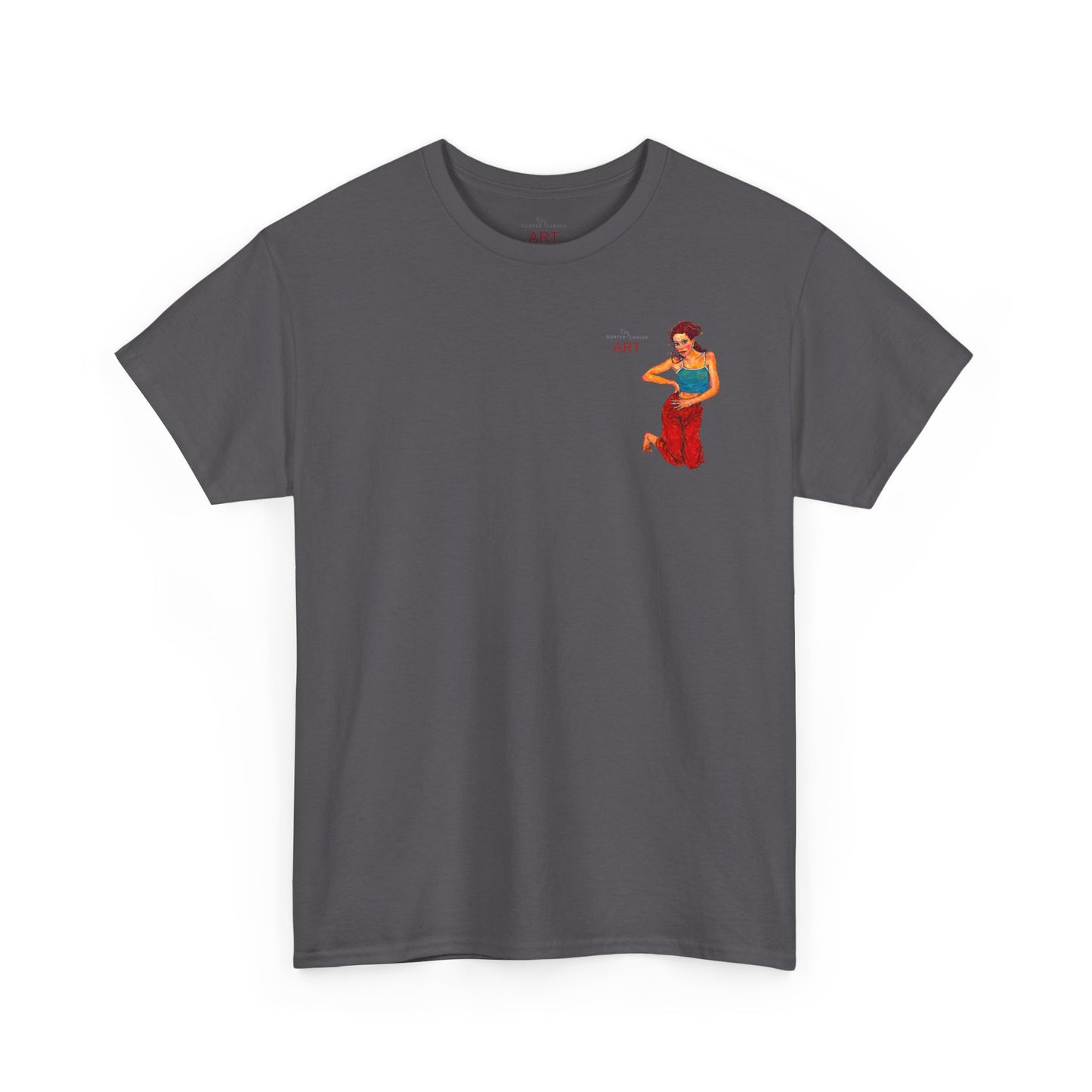Unisex Heavy Cotton Tee - Motiv: Front, Lea, H 13cm, Neck Label
