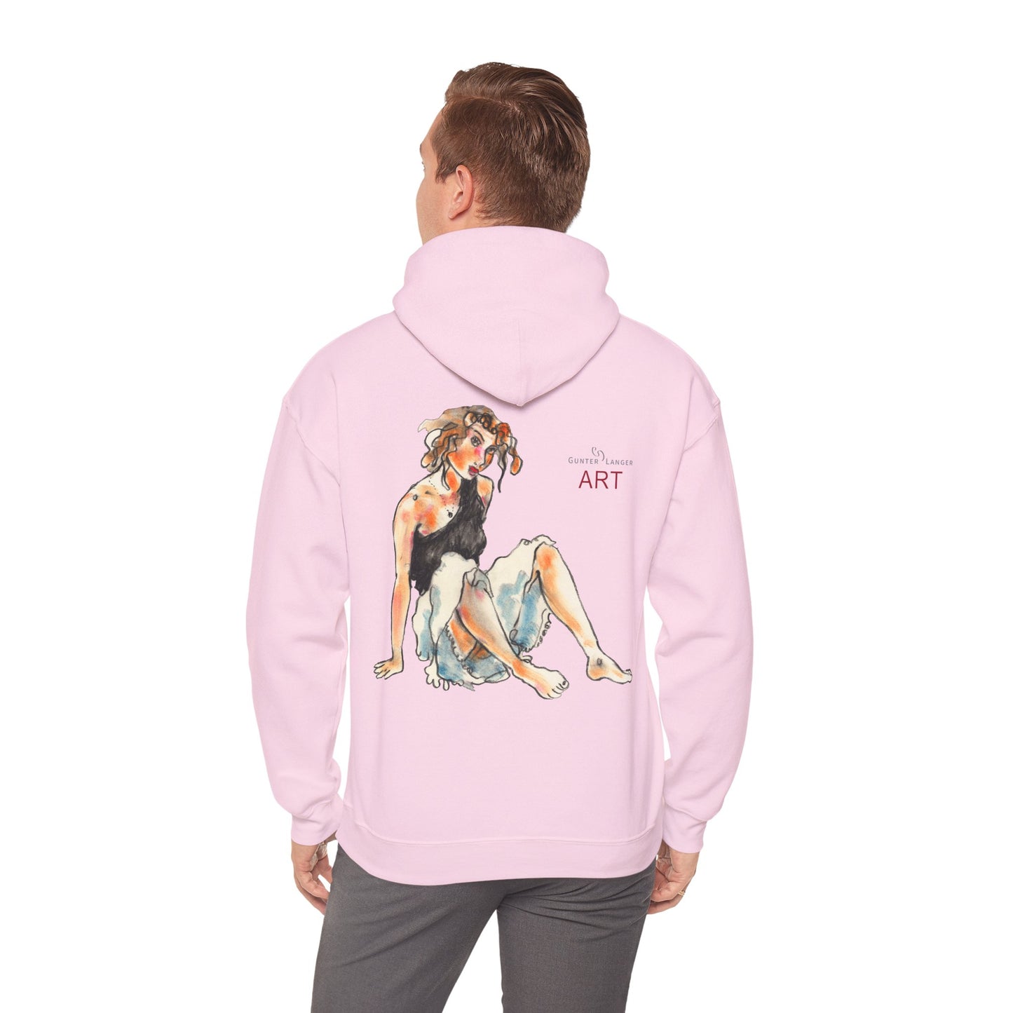 Unisex Heavy Blend™ Hooded Sweatshirt - Motiv Frontseite "Rosa", H 28 cm & Rückseite "Rosa", H 34 cm