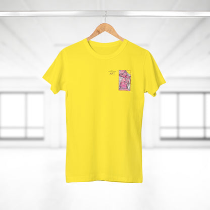 Single Jersey Women's T-shirt - hell - Motiv: Zuflucht, Ausschnitt, H 10 cm