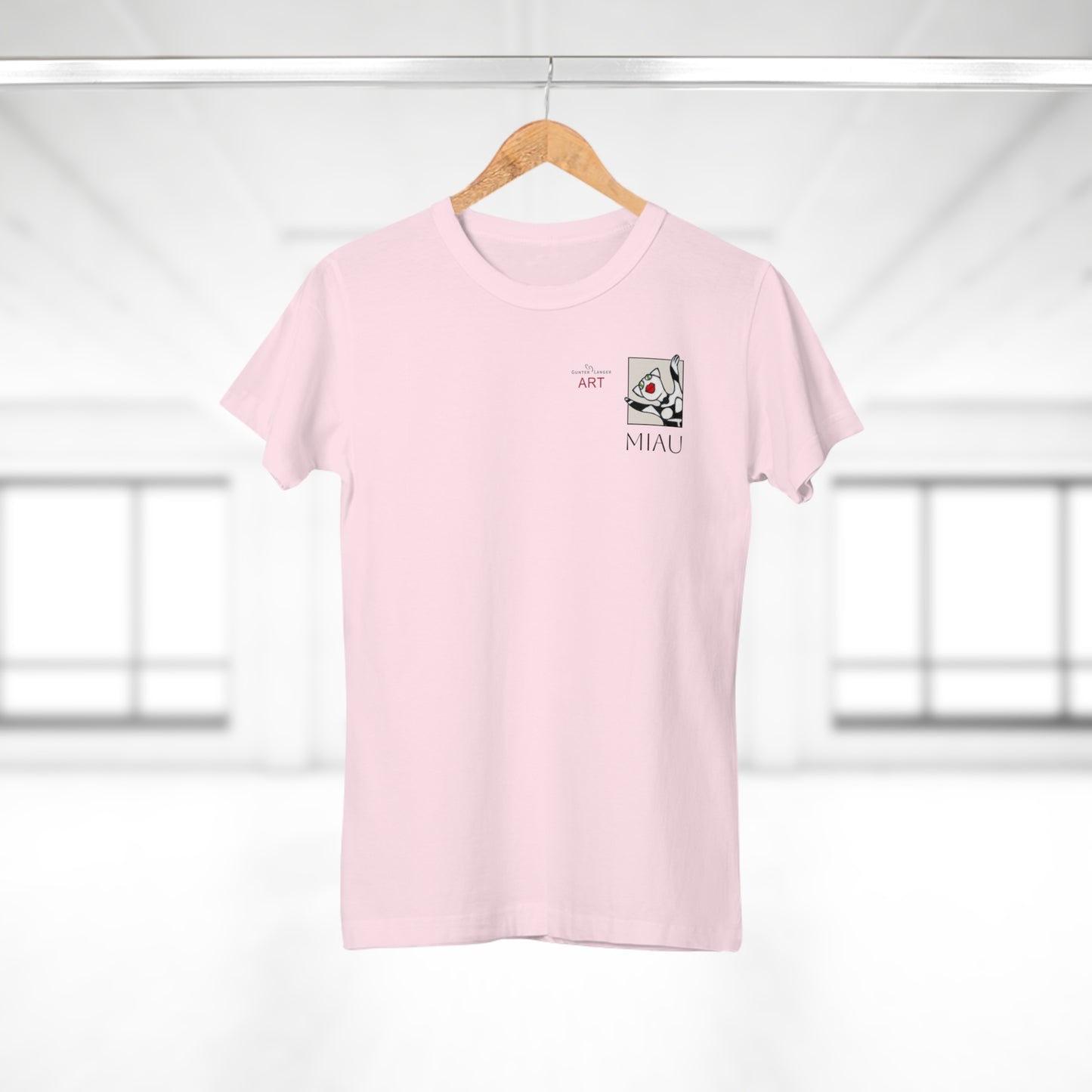 Single Jersey Women's T-shirt - hell - Motiv: Miau, H 7 cm