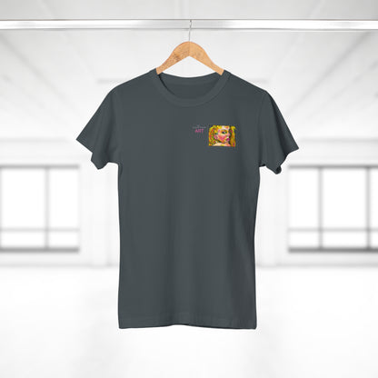 Single Jersey Women's T-shirt - dunkel - Motiv: Romina, Ausschnitt, H 6 cm