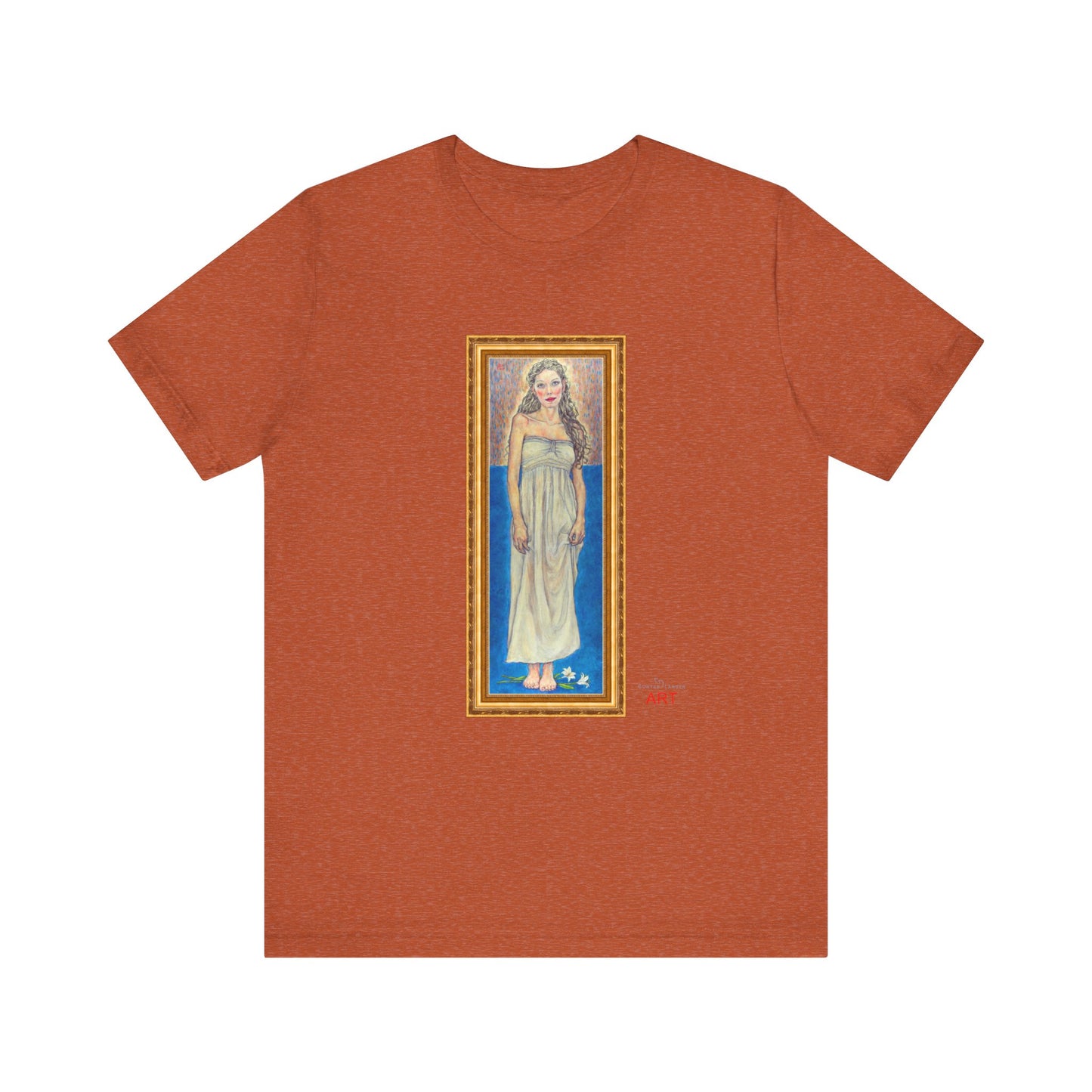 Unisex Jersey Short Sleeve Tee - Motiv: Front Marie, H 35,5 cm Goldrahmen