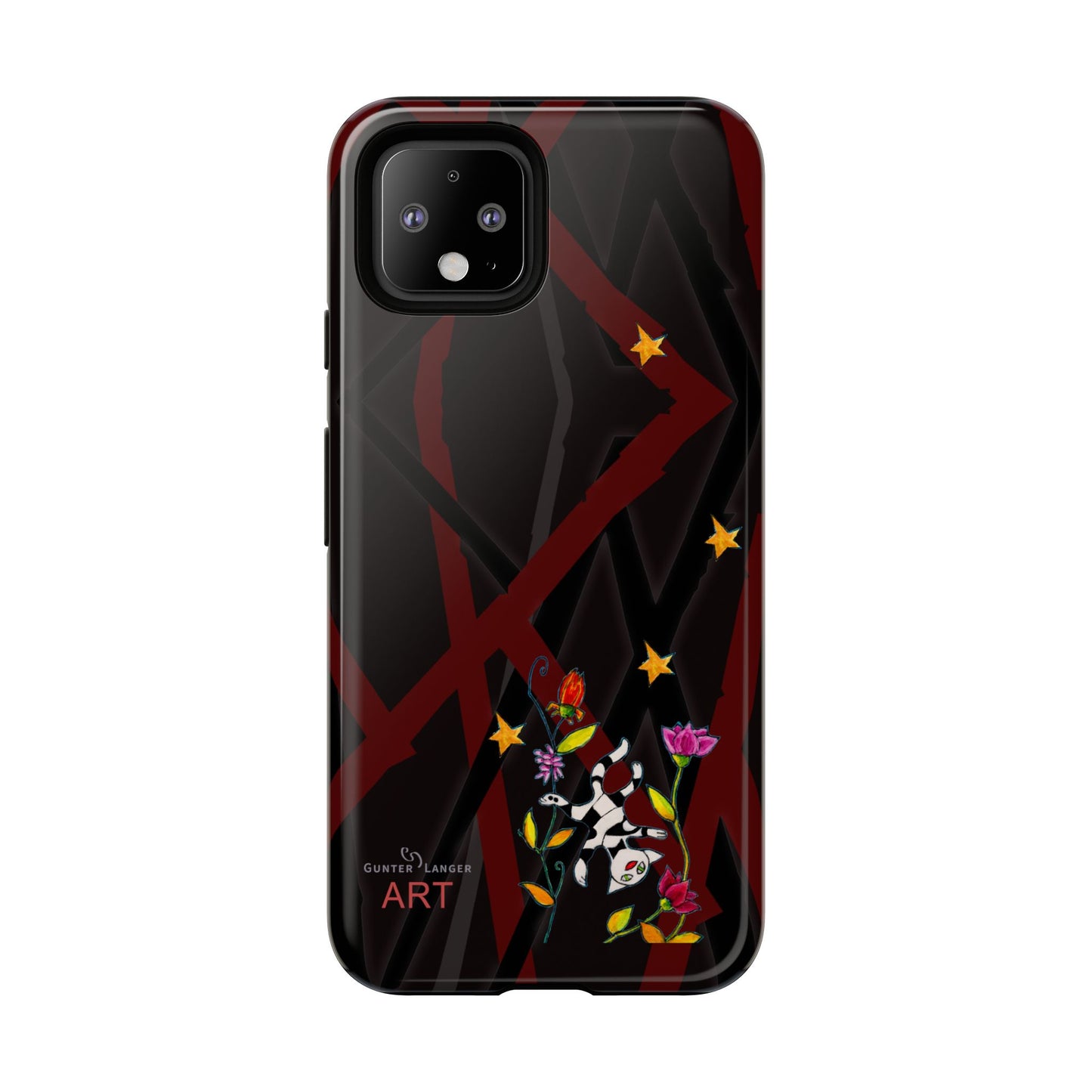 Tough Cases - Google Pixel - Samsung Galaxy - Motiv: Katze schwebt und Ranken, H 5,26 cm, Mikado3
