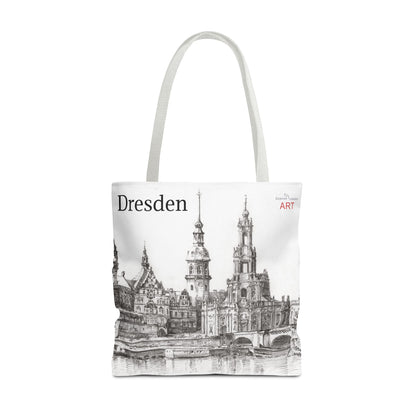 Tote Bag (AOP) - Motiv: Dresden -  Terrassenufer Hofkirche Schloß A01, Bleistift