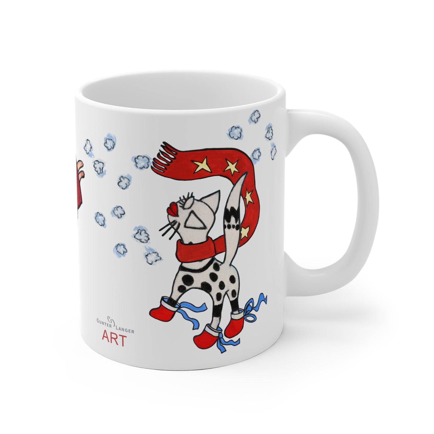 Tasse Katze roter Schal